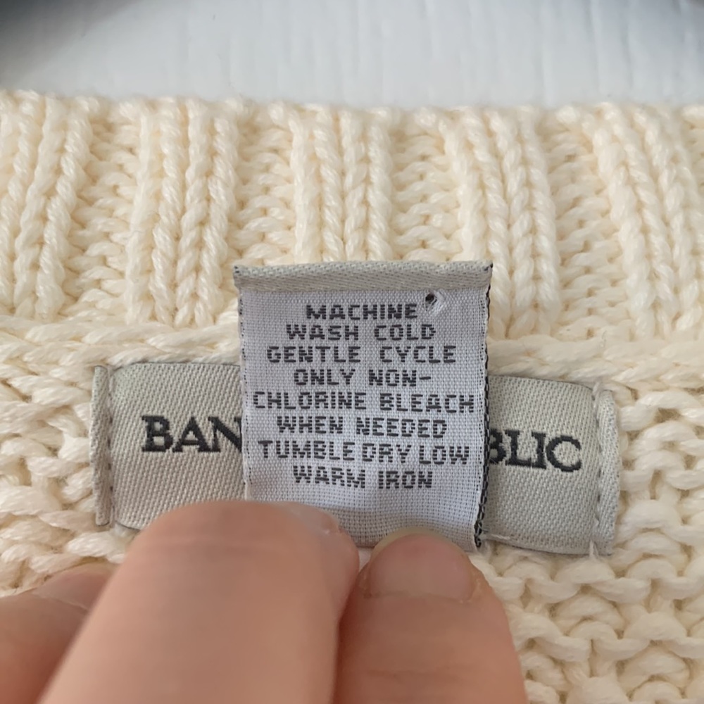 NWOT BANANA REPUBLIC Winter White Crochet Deep V-Neck Cardigan Sweater Size S - Picture 4 of 13